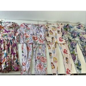 Posh Peanut Bamboo Girls Size 5T  Pajamas Lot of 3/ dress Floral disney princess